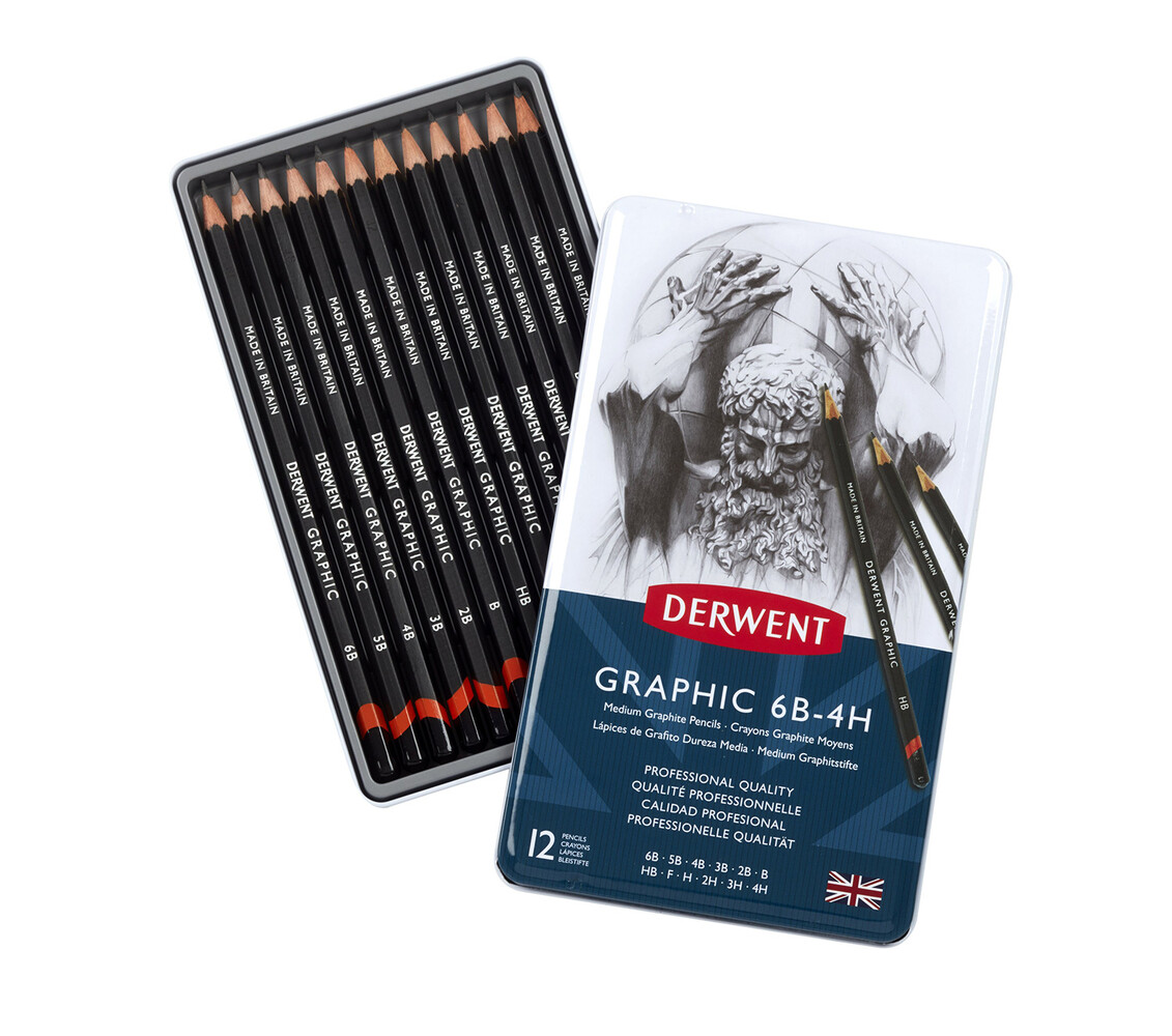Derwent Graphic Pencil Tin of 12 Medium Pencils (DGP34214) Derwent Graphic Pencil Tin of 12 Medium Pencils (DGP34214)