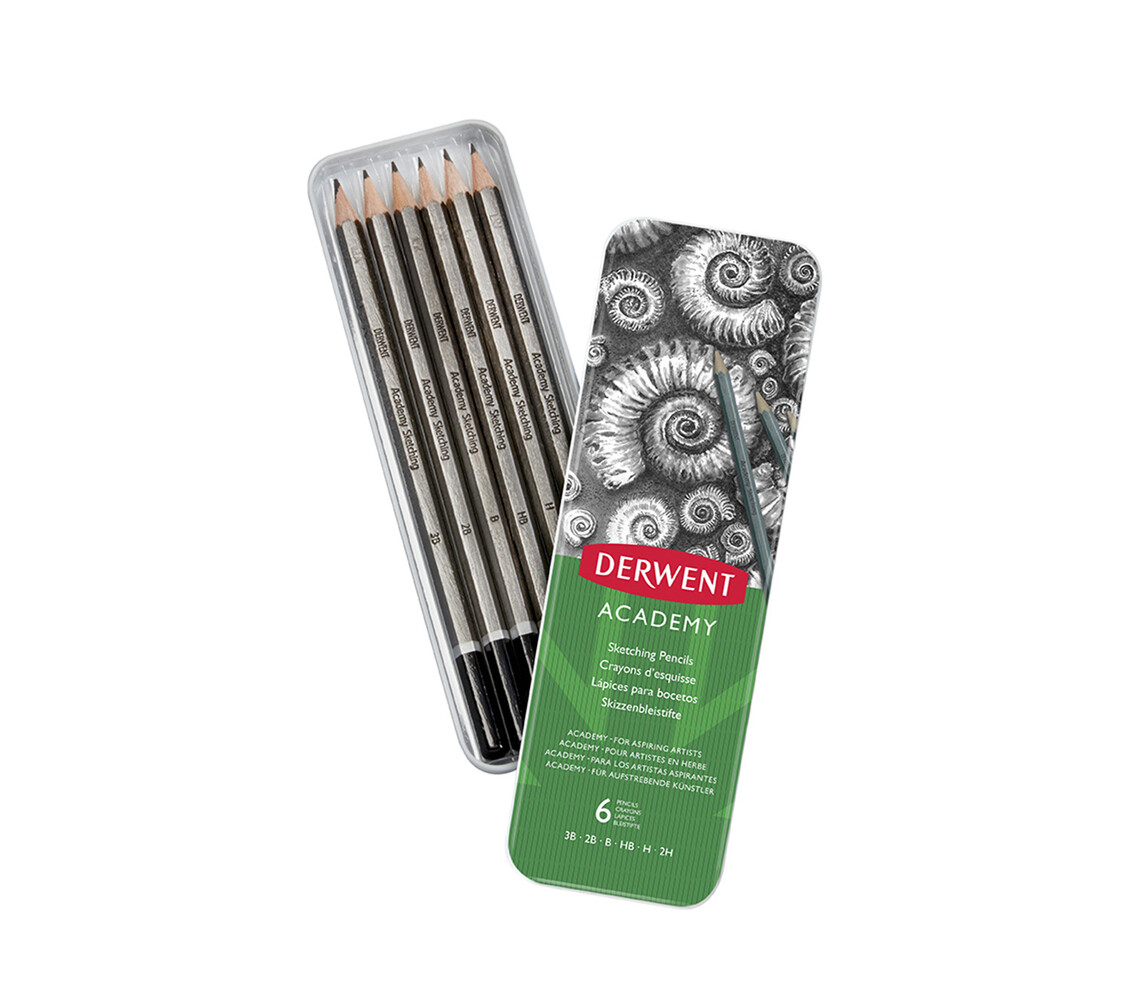Derwent Academy Sketching Pencil Tin of 6 Pencils (DAC2301945) Derwent Academy Sketching Pencil Tin of 6 Pencils (DAC2301945)