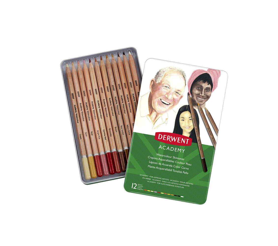 Derwent Academy Watercolour Pencil Portrait Tin of 12 Pencils (DAC2300386) Derwent Academy Watercolour Pencil Portrait Tin of 12 Pencils (DAC2300386)