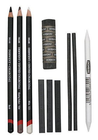 Derwent Charcoal Blister with 3 Pencils, 4 Blocks, 2 Strips and 1 Paper Stump (DCH2300675) Derwent Charcoal Blister with 3 Pencils, 4 Blocks, 2 Strips and 1 Paper Stump (DCH2300675)