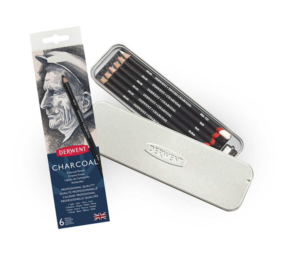 Derwent Charcoal Tin of 6 Pencils (DCH0700838) Derwent Charcoal Tin of 6 Pencils (DCH0700838)