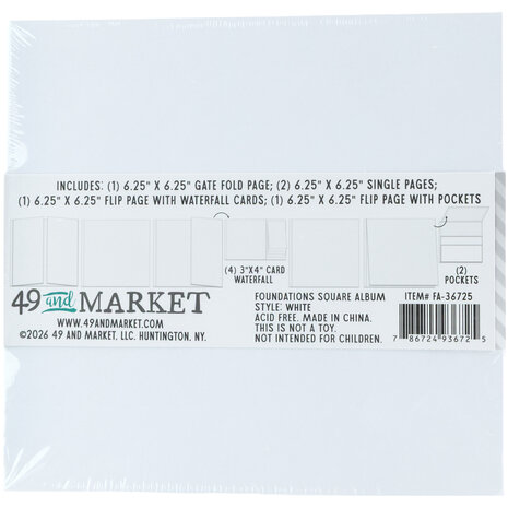 49 and Market Foundations Square Album White (FA-36725)