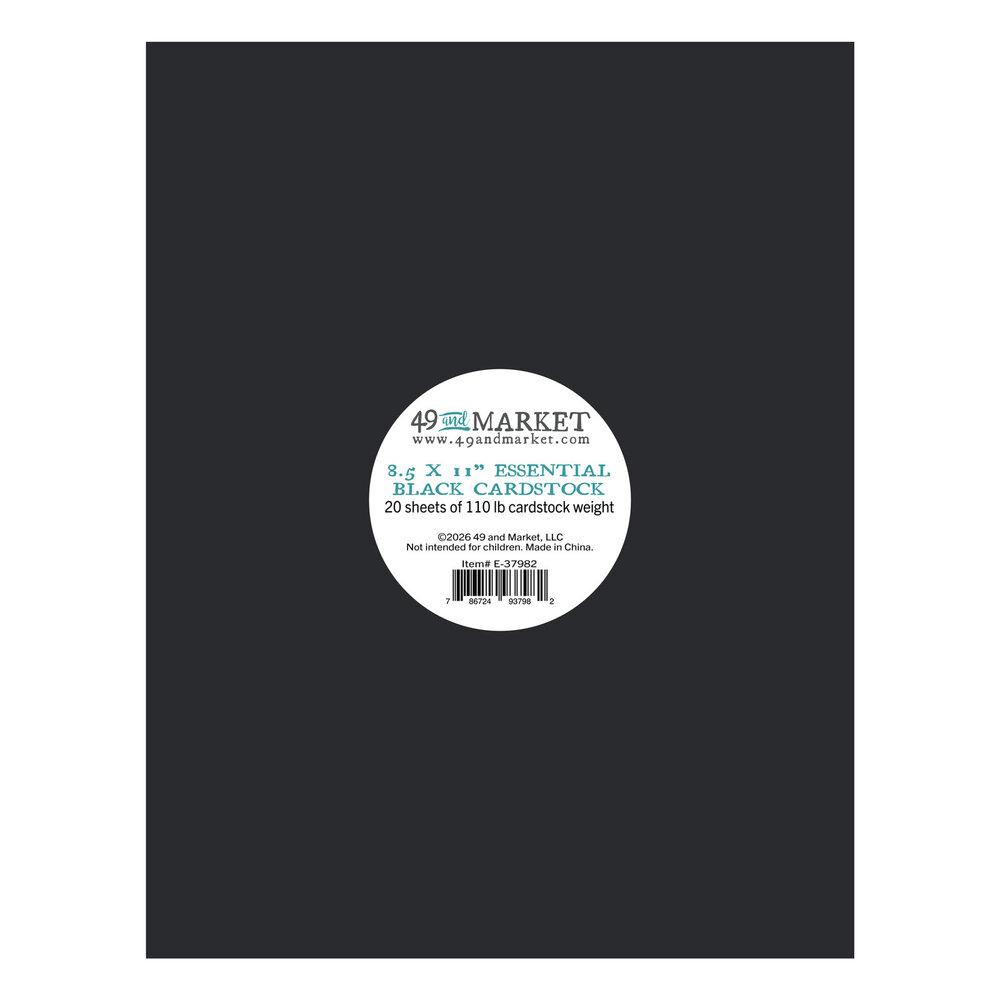 49 & Market Essential Black 8.5x11 Inch Cardstock (E-37982) 49 & Market Essential Black 8.5x11 Inch Cardstock (E-37982)
