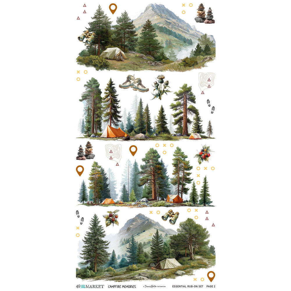 Ranger Campfire Memories 6x12 Inch Essential Rub-on Transfer Set by Dennis Bruton (DCM-37432)