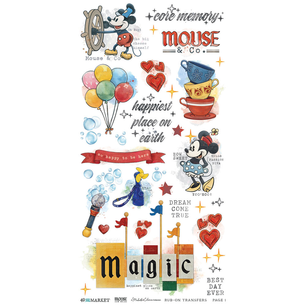 49 and Market Mouse & Co. 6x12 Inch Essential Rub-on Transfer Set by Michelle Coleman (MMC-37661) 49 and Market Mouse & Co. 6x12 Inch Essential Rub-on Transfer Set by Michelle Coleman (MMC-37661)