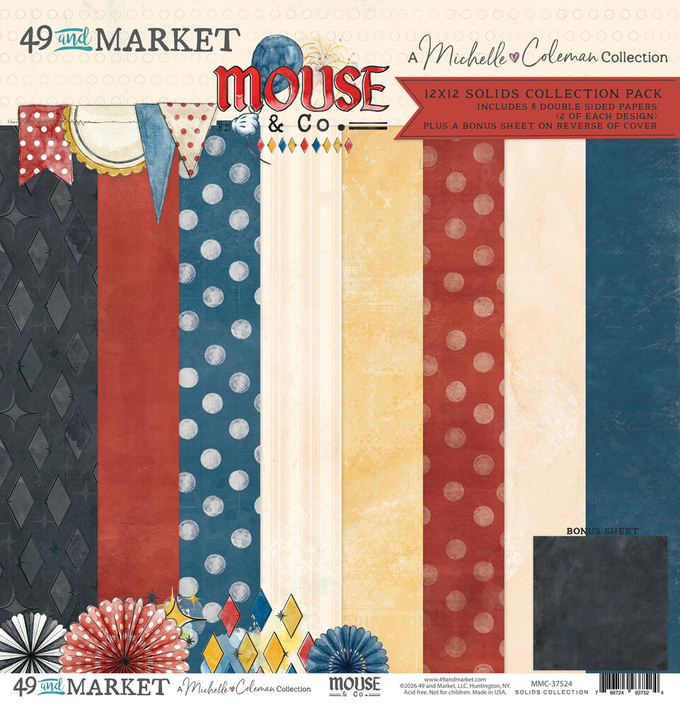 49 and Market Mouse & Co. 12x12 Inch Solids Collection Pack by Michelle Coleman (MMC-37524)