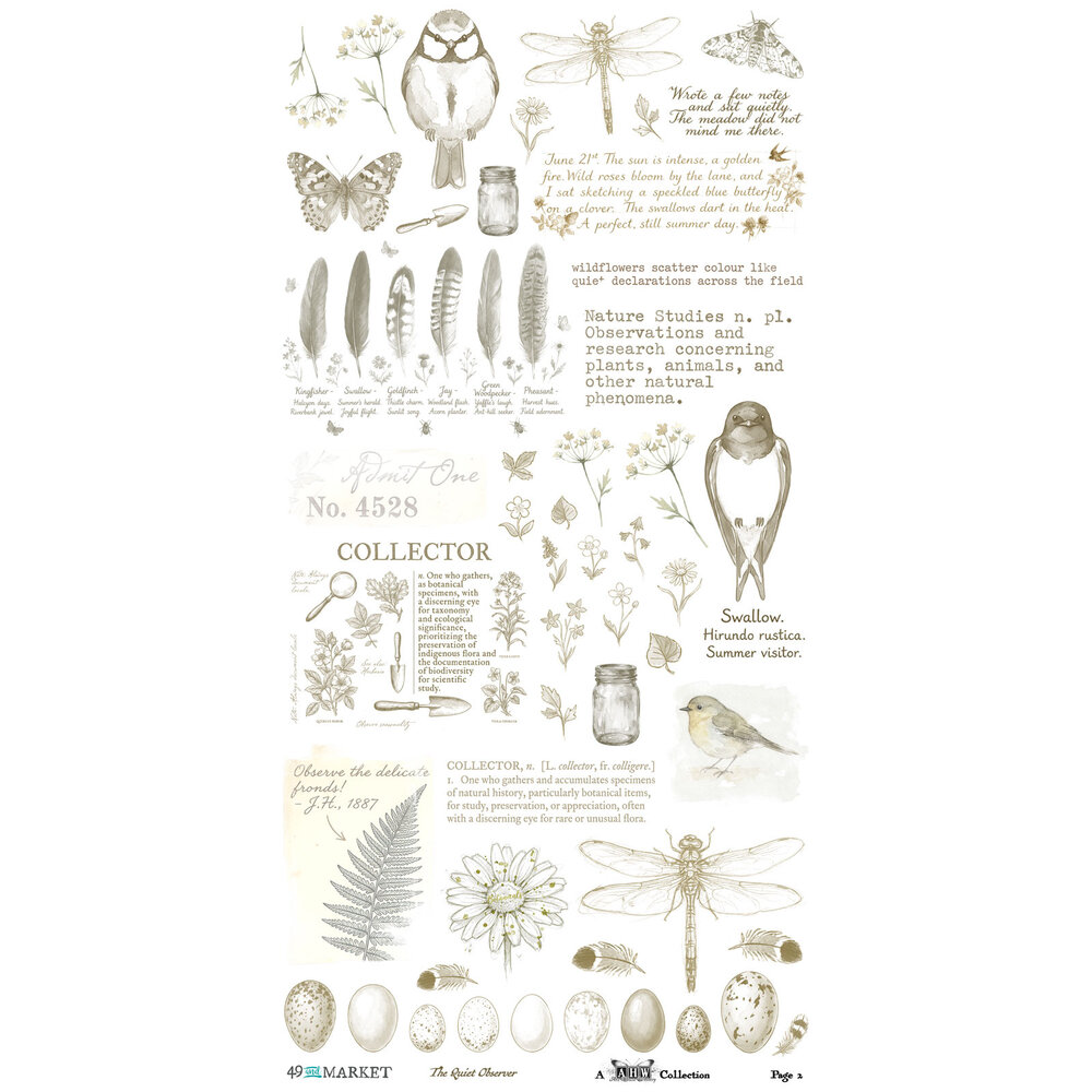 49 & Market The Quiet Observer 6x12 Inch Essential Rub-on Transfer Set by Arthouse Whimsy (TQO-37173) 49 & Market The Quiet Observer 6x12 Inch Essential Rub-on Transfer Set by Arthouse Whimsy (TQO-37173)