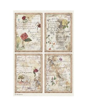 Stamperia Flowers and Poems A4 Rice Paper 4 Cards (6pcs) (DFSA41159)