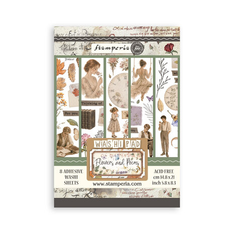 Stamperia Flowers and Poems A5 Washi Pad (8pcs) (SBW37) Stamperia Flowers and Poems A5 Washi Pad (8pcs) (SBW37)