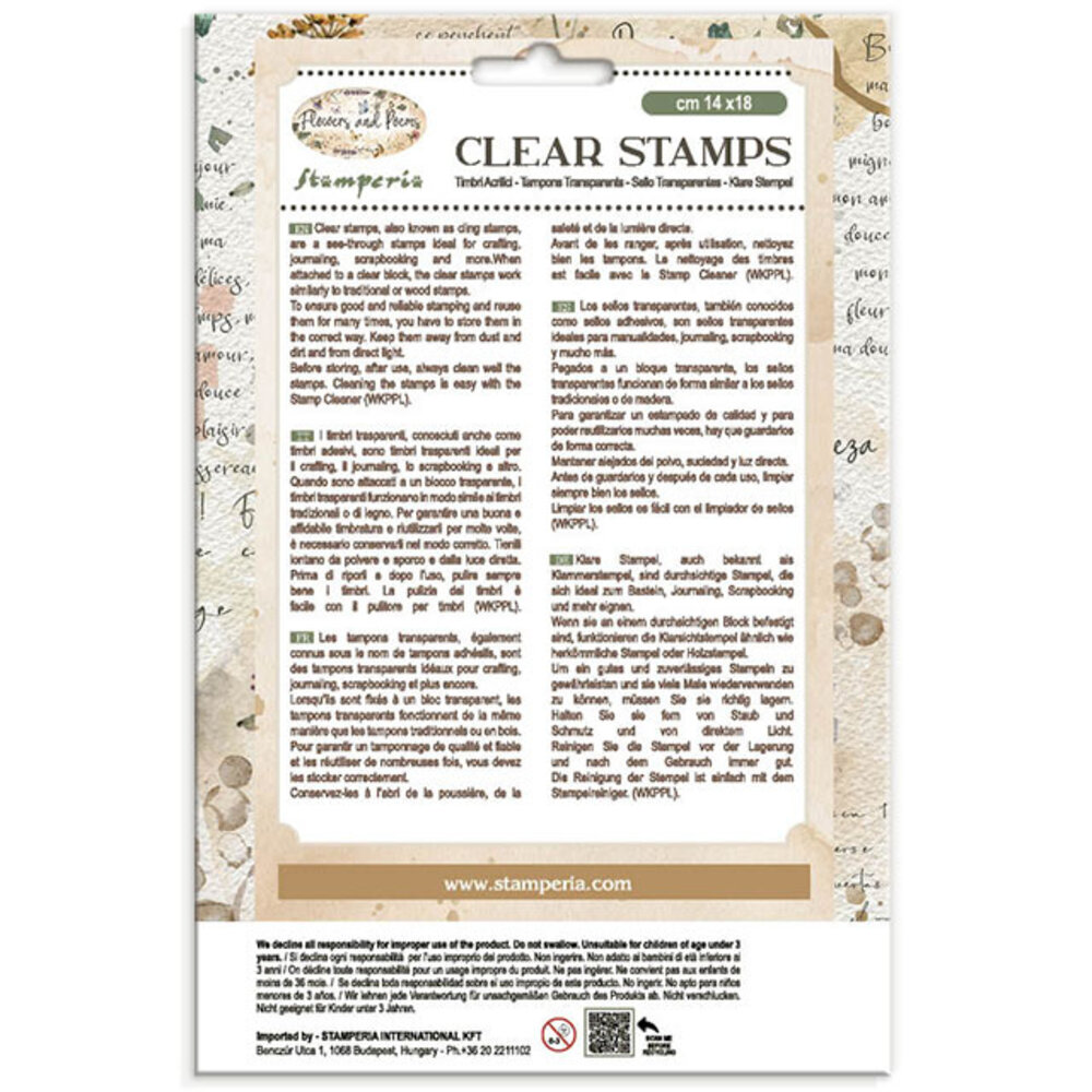 Stamperia Flowers and Poems Clear Stamps (WTK247) Stamperia Flowers and Poems Clear Stamps (WTK247)