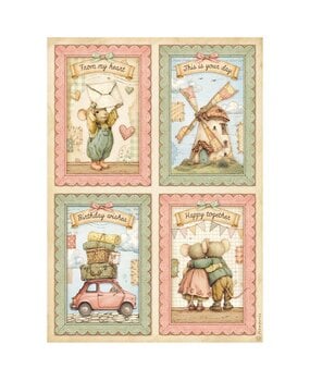 Stamperia Cozy Family A4 Rice Paper 4 Cards (6pcs) (DFSA41164)
