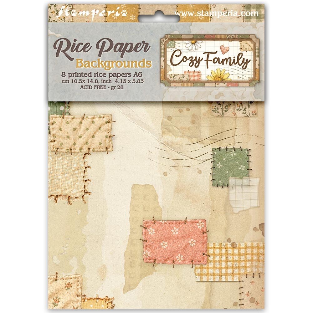 Stamperia Cozy Family A6 Rice Paper Backgrounds Selection (8pcs) (DFSAK6063)