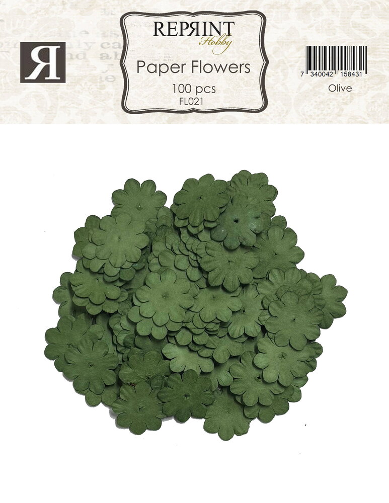 Reprint Paper Flowers Olive (100pcs) (FL021)