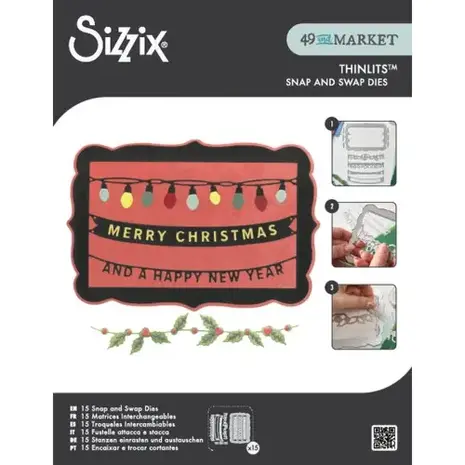 Sizzix Thinlits Die by 49 and Market Snap and Swap Merry Christmas (15pcs) (667016) Sizzix Thinlits Die by 49 and Market Snap and Swap Merry Christmas (15pcs) (667016)