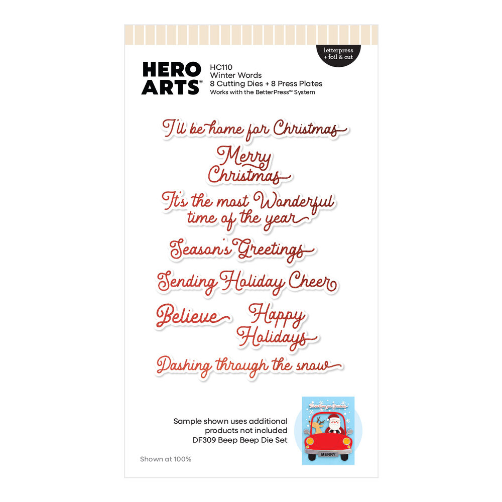 Hero Arts Whimsical Wheels Letterpress + Foil & Cut Winter Words (HC110) Hero Arts Whimsical Wheels Letterpress + Foil & Cut Winter Words (HC110)