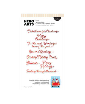 Hero Arts Whimsical Wheels Letterpress + Foil & Cut Winter Words (HC110)