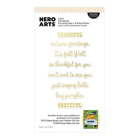Hero Arts Whimsical Wheels Letterpress + Foil & Cut Fall Words (HC111) Hero Arts Whimsical Wheels Letterpress + Foil & Cut Fall Words (HC111)