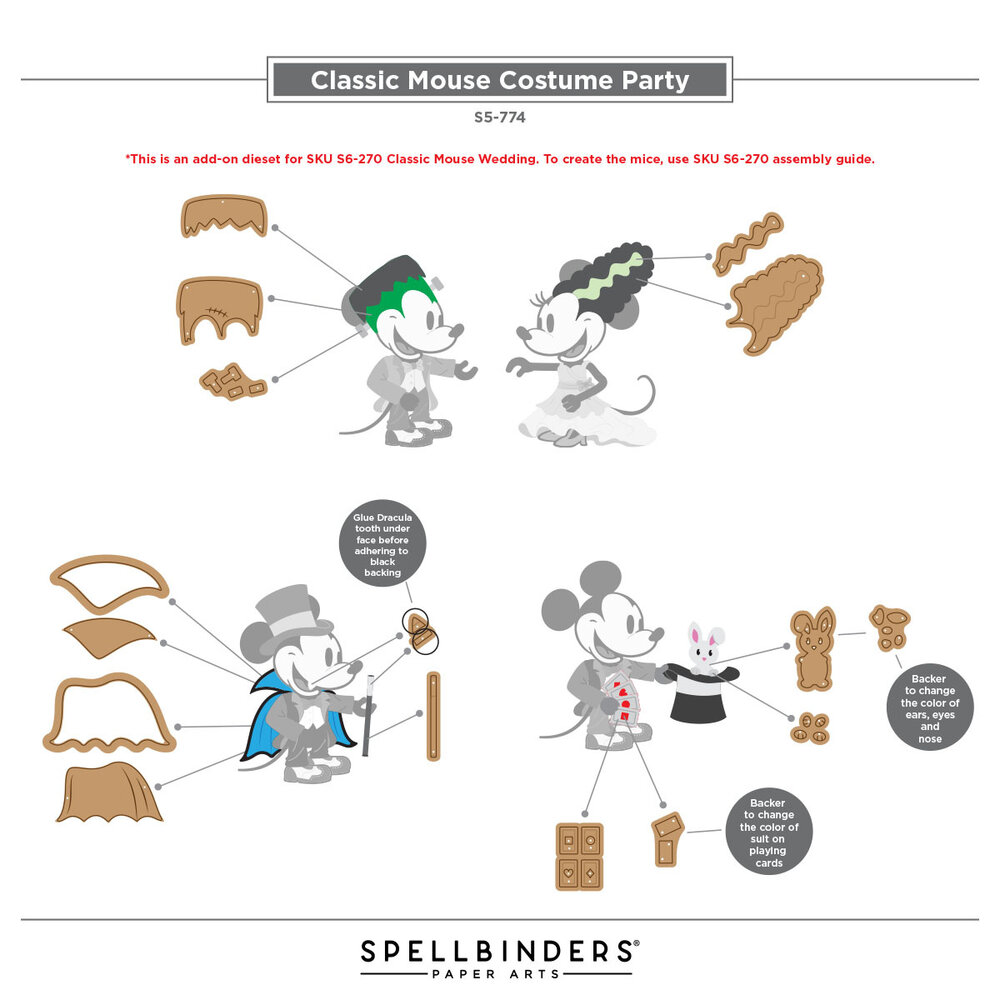 Spellbinders Classic Mouse Costume Party Etched Dies (S5-774)