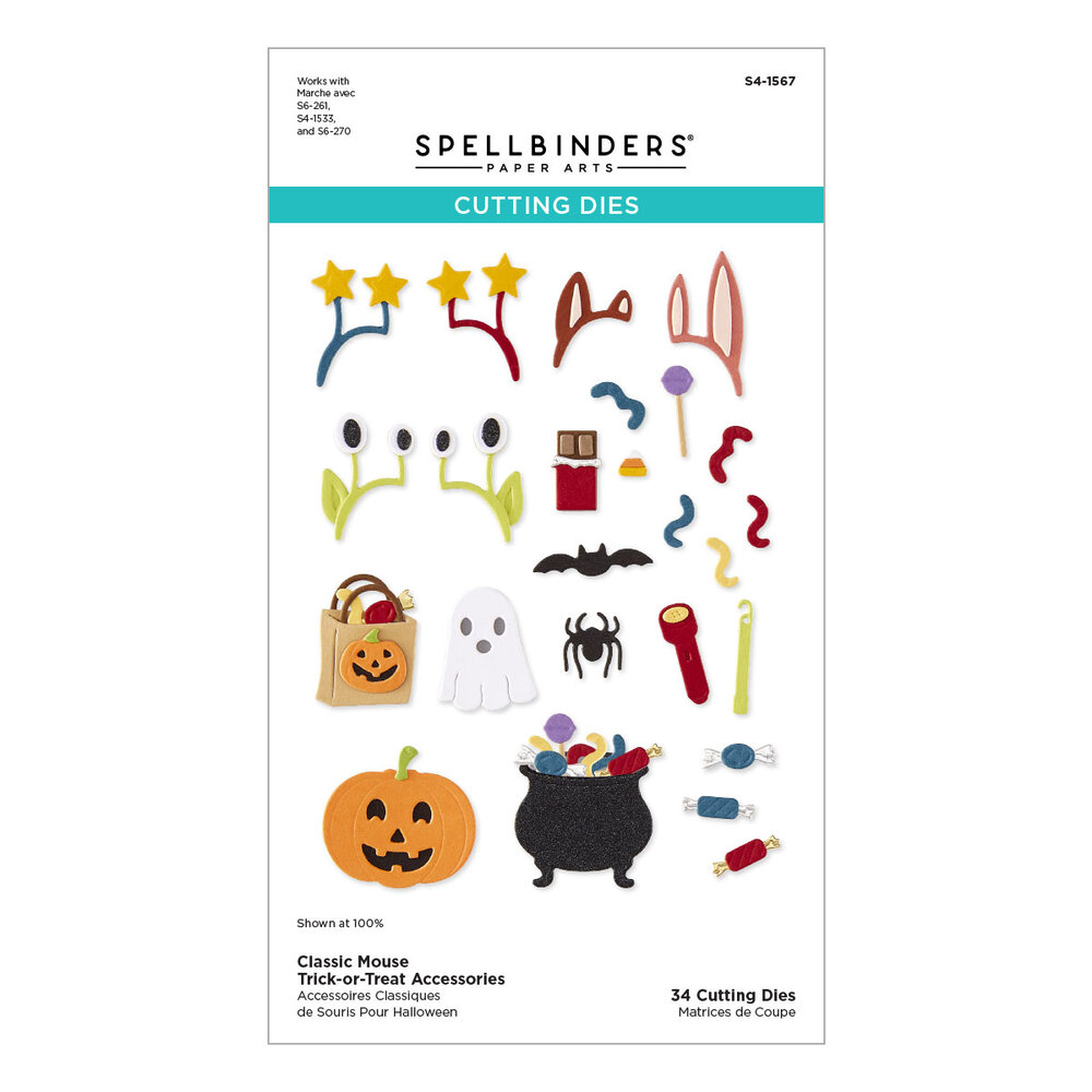 Spellbinders Classic Mouse Costume Party Etched Dies Trick-or-Treat Accessories (S4-1567)