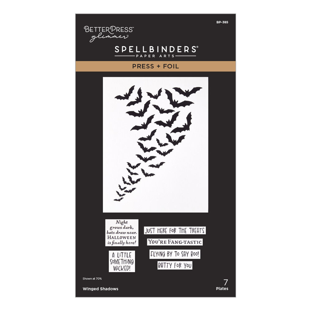 Spellbinders Midnight Mischief Press & Foil Plates Winged Shadows (BP-385)