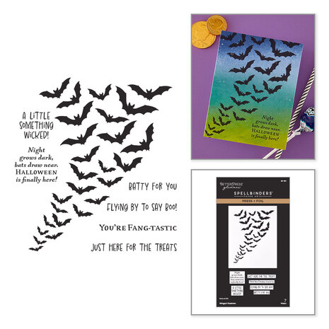 Spellbinders Midnight Mischief Press & Foil Plates Winged Shadows (BP-385)