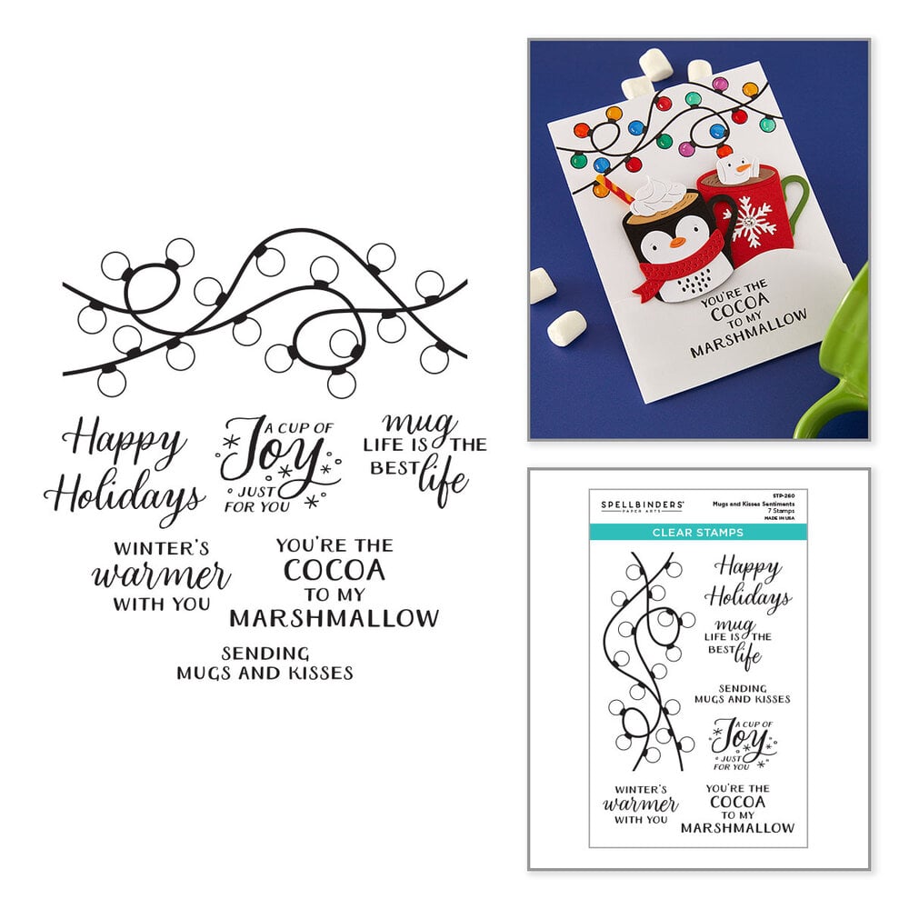 Spellbinders Mugs & Kisses Clear Stamp Set Mugs and Kisses Sentiments (STP-260) Spellbinders Mugs & Kisses Clear Stamp Set Mugs and Kisses Sentiments (STP-260)
