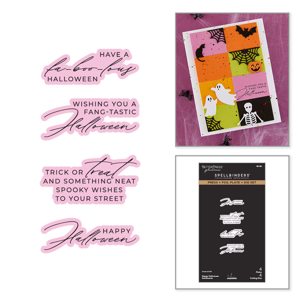 Spellbinders Halloween City Holiday Press/Foil Plate/Die Set Happy Halloween Sentiments by Yana Smakula (BP-381) Spellbinders Halloween City Holiday Press/Foil Plate/Die Set Happy Halloween Sentiments by Yana Smakula (BP-381)
