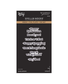 Spellbinders Halloween Hugs Press + Foil Plate & Die Set Spooky Sentiments by Simon Hurley (BP-387)