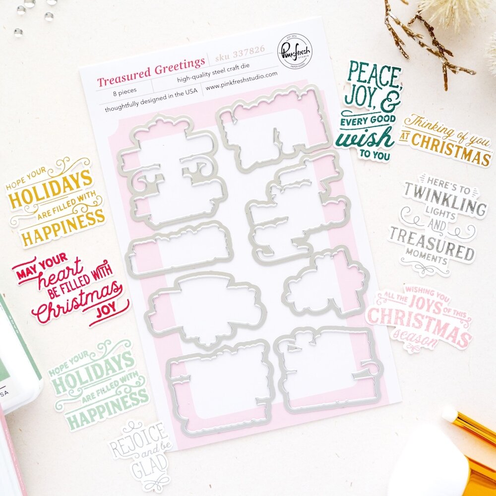 Pinkfresh Studio Season of Wonder Die Treasured Greetings by Inna Moreva (337826)