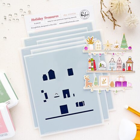 Pinkfresh Studio Season of Wonder Stencil Holiday Treasures by Inna Moreva (332926)