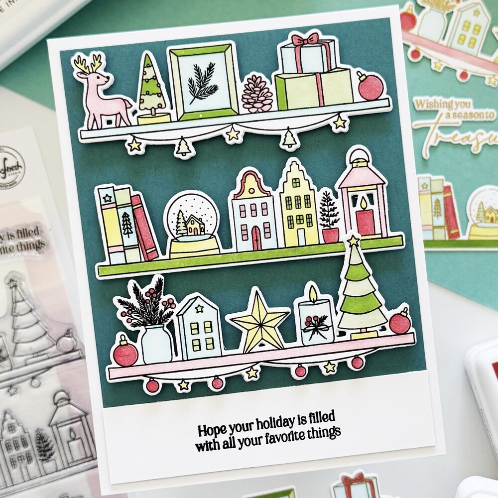Pinkfresh Studio Season of Wonder Stencil Holiday Treasures by Inna Moreva (332926)
