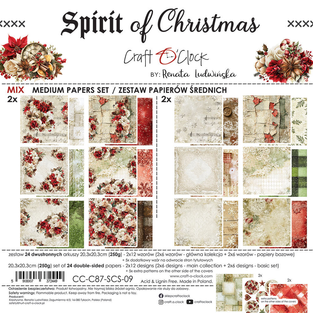Craft O'Clock Spirit Of Christmas 8x8 Inch Mix Paper Set by Renata Ludwinska (CC-C87-SCS-09) Craft O'Clock Spirit Of Christmas 8x8 Inch Mix Paper Set by Renata Ludwinska (CC-C87-SCS-09)