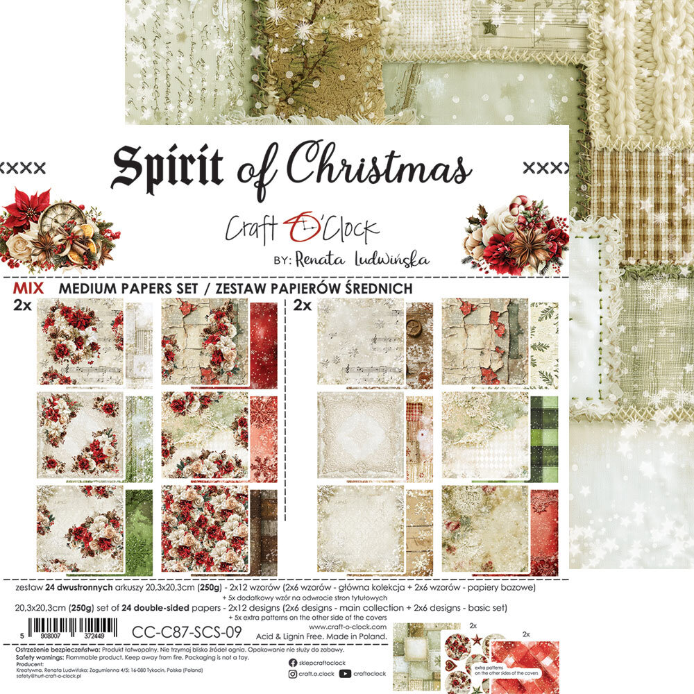 Craft O'Clock Spirit Of Christmas 8x8 Inch Mix Paper Set by Renata Ludwinska (CC-C87-SCS-09) Craft O'Clock Spirit Of Christmas 8x8 Inch Mix Paper Set by Renata Ludwinska (CC-C87-SCS-09)