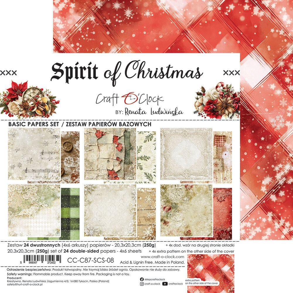 Craft O'Clock Spirit Of Christmas 8x8 Inch Basic Paper Set by Renata Ludwinska (CC-C87-SCS-08) Craft O'Clock Spirit Of Christmas 8x8 Inch Basic Paper Set by Renata Ludwinska (CC-C87-SCS-08)