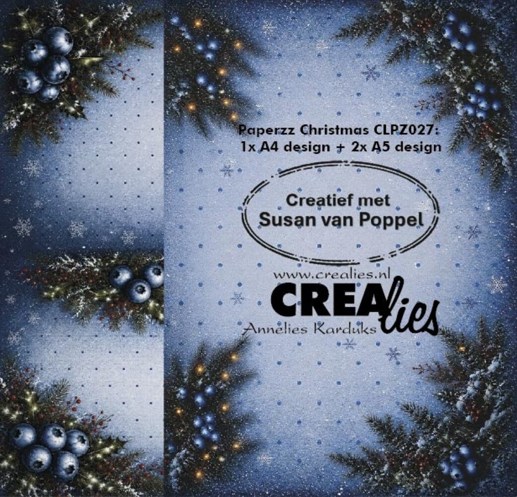 Crealies Paperzz Designpapier Christmas C (8pcs) by Susan van Poppel (CLPZ027)