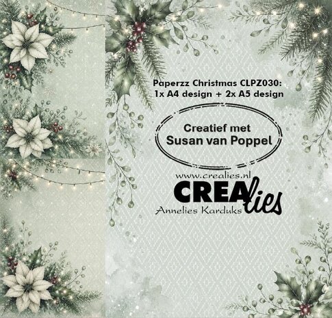 Crealies Paperzz Design Paper Christmas F (8pcs) by Susan van Poppel (CLPZ030)