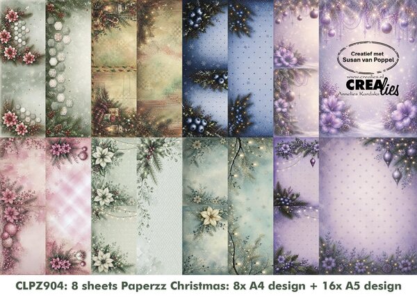Crealies Paperzz Design Paper Bundel Christmas A-H (8pcs) by Susan van Poppel (CLPZ904) Crealies Paperzz Design Paper Bundel Christmas A-H (8pcs) by Susan van Poppel (CLPZ904)
