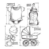 Stampers Anonymous Baby Blueprint Tim Holtz Cling Stamps (CMS228)