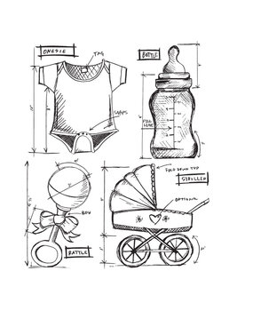 Stampers Anonymous Baby Blueprint Tim Holtz Cling Stamps (CMS228)