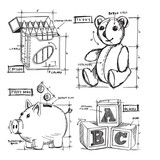 Stampers Anonymous Childhood Blueprint Tim Holtz Cling Stamps (CMS229)