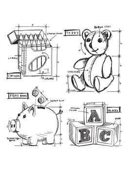 Stampers Anonymous Childhood Blueprint Tim Holtz Cling Stamps (CMS229)