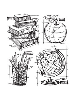 Stampers Anonymous Schoolhouse Blueprint Tim Holtz Cling Stamps (CMS230)