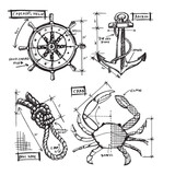 Stampers Anonymous Mariner Blueprint Tim Holtz Cling Stamps (CMS234)