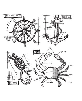 Stampers Anonymous Mariner Blueprint Tim Holtz Cling Stamps (CMS234)