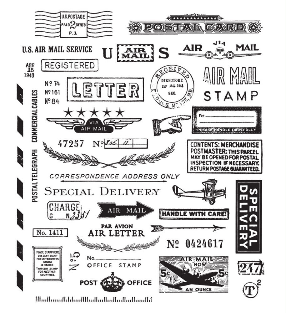 Stampers Anonymous Correspondence Tim Holtz Cling Stamps (CMS225) Stampers Anonymous Correspondence Tim Holtz Cling Stamps (CMS225)