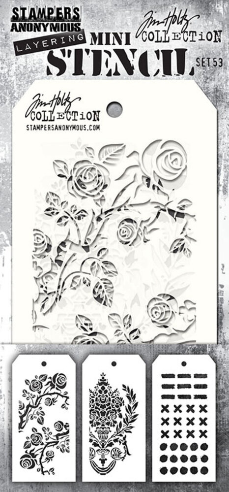 Stampers Anonymous Set #53 Tim Holtz Layering Mini Stencil (3pcs) (THMST053) Stampers Anonymous Set #53 Tim Holtz Layering Mini Stencil (3pcs) (THMST053)