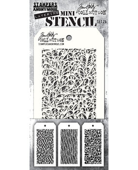 Stampers Anonymous Set #26 Tim Holtz Layering Mini Stencil (3pcs) (THMST026)