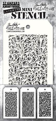 Stampers Anonymous Set #26 Tim Holtz Layering Mini Stencil (3pcs) (THMST026) Stampers Anonymous Set #26 Tim Holtz Layering Mini Stencil (3pcs) (THMST026)
