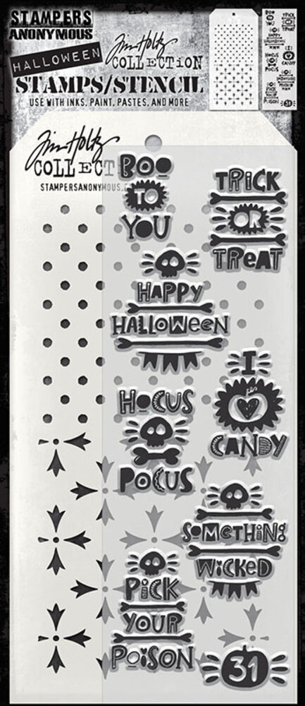Stampers Anonymous Halloween Tidbits Tim Holtz Stamps/Stencil (THMM204) Stampers Anonymous Halloween Tidbits Tim Holtz Stamps/Stencil (THMM204)