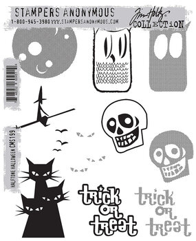 Stampers Anonymous Halftone Halloween Tim Holtz Cling Stamps (CMS199)